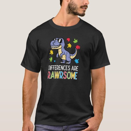 恐竜好きな自閉症の幼児向けの恐竜Tシャツ Tシャツ (正面)