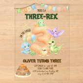 恐竜好きな3歳の誕生日お祝いに Three-Rex Dino アクリル招待状 (正面)