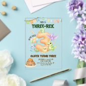 恐竜好きな3歳の誕生日お祝いに Three-Rex Dino アクリル招待状 (インサイチュ (ウェディング))