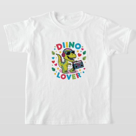 恐竜好きTシャツ – かわいい漫画恐竜 Tシャツ (レイダウン)