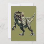 恐竜子供の誕生日ディノグレイサンキューカード 招待状 (裏面)