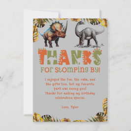 恐竜子供の誕生日ディノグレイサンキューカード 招待状