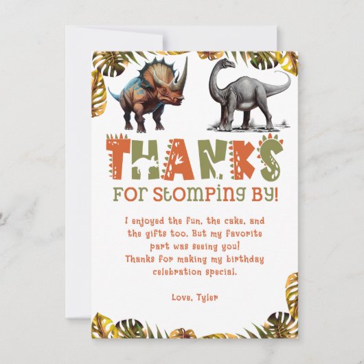 恐竜子供の誕生日ディノサンキューカード 招待状 (正面)