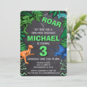 恐竜子供の誕生日ディノジュラシックトレックス幼児 招待状 (スタンド正面)
