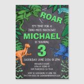 恐竜子供の誕生日ディノトレックスシャルボードボーイ マグネット招待状 (正面)