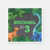 恐竜子供の誕生日ディノトレックスプリヒストリックボーイ スタンダードカクテルナプキン (正面)