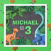 恐竜子供の誕生日ディノトレックスプリヒストリックボーイ スタンダードカクテルナプキン