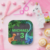 恐竜子供の誕生日ディノトレックスプリヒストリックボーイ ペーパープレート (パーティー)