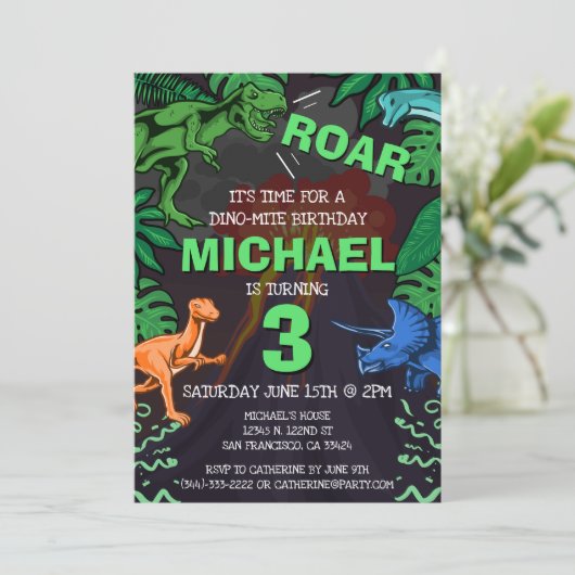 恐竜子供の誕生日ディノトレックス火山 招待状 (スタンド正面)