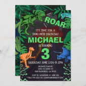 恐竜子供の誕生日ディノトレックス火山 招待状 (正面/裏面)