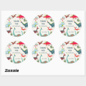 恐竜子供の誕生日パーティの招待状 ラウンドシール (シート)