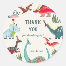 恐竜子供の誕生日パーティの招待状 ラウンドシール