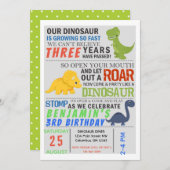 恐竜子供の誕生日パーティー招待状 招待状 (正面/裏面)