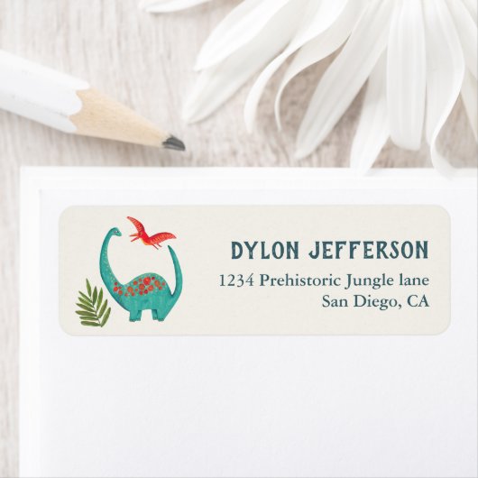 恐竜子供の誕生日パーティー ラベル (インサイチュ)