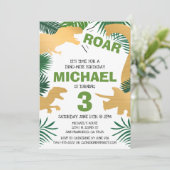 恐竜子供の誕生日金ゴールドディノスレックスボーイ 招待状 (スタンド正面)