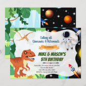 恐竜宇宙飛行士の共同パーティー 招待状 (正面/裏面)