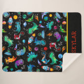 恐竜宇宙飛行士の水彩宇宙パーソナライズされた シェルパブランケット (正面(横))