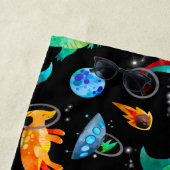 恐竜宇宙飛行士の水彩宇宙パーソナライズされた ビーチタオル (インサイチュ)