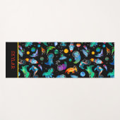 恐竜宇宙飛行士の水彩宇宙パーソナライズされた ヨガマット (正面(横))