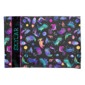 恐竜宇宙飛行士の水彩宇宙パーソナライズされた 枕カバー (正面)