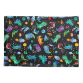 恐竜宇宙飛行士の水彩宇宙パーソナライズされた 枕カバー (裏面)