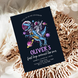 恐竜宇宙飛行士の1歳誕生日 招待状