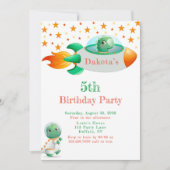 恐竜宇宙飛行士ロケット船少年誕生日パーティーI 招待状 (正面)