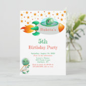 恐竜宇宙飛行士ロケット船少年誕生日パーティーI 招待状 (スタンド正面)