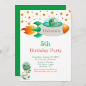 恐竜宇宙飛行士ロッケシップ男の子の誕生日パーティーI 招待状 (正面/裏面)