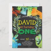 恐竜少年ファースト誕生日第1ディノパーティー 招待状 (正面)