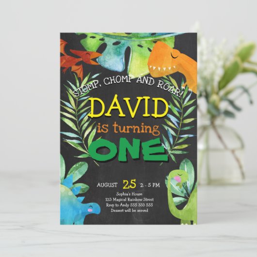 恐竜少年ファースト誕生日第1ディノパーティー 招待状 (スタンド正面)