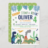 恐竜少年ブルー誕生日招待状 招待状 (正面/裏面)