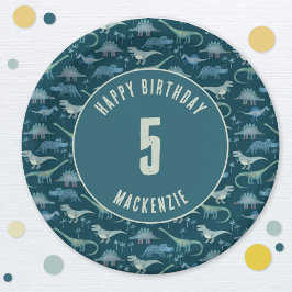 恐竜少年子供の誕生日パーティーダーク ペーパープレート