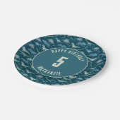 恐竜少年子供の誕生日パーティーダーク ペーパープレート (アングル)