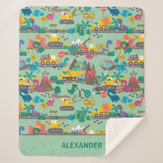 恐竜建築キパーソナライズされたッズ シェルパブランケット (正面)