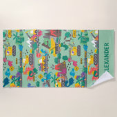 恐竜建築キパーソナライズされたッズ ビーチタオル (正面)