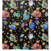 恐竜建築クルー宇宙飛行士 シャワーカーテン (正面)