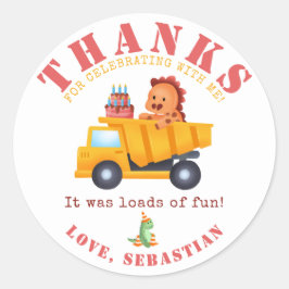 恐竜建築クルー誕生日パーティー ラウンドシール