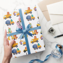 恐竜建築クルー誕生日パーティー ラッピングペーパー
