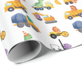 恐竜建築クルー誕生日パーティー ラッピングペーパー (ロールコーナー)