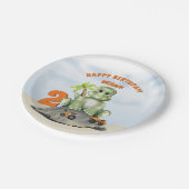 恐竜建築ボーイ誕生日 ペーパープレート (アングル)