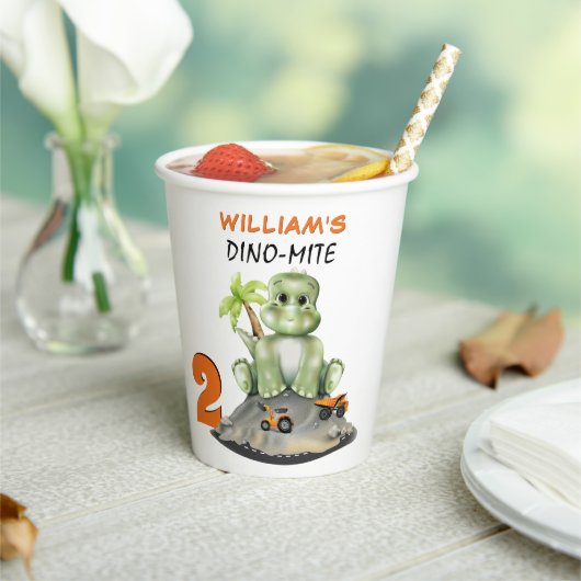 恐竜建築ボーイ誕生日 紙コップ (インサイチュ)