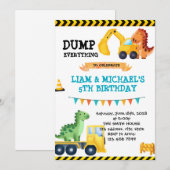 恐竜建設パーティー招待状 招待状 (正面/裏面)