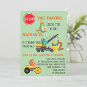 恐竜建設車両 2歳の誕生日パーティー 招待状 (スタンド正面)