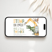 恐竜建設2歳誕生日パーティー招待状 招待状