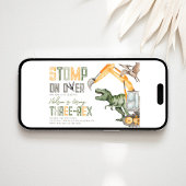 恐竜建設3歳誕生日パーティー招待状 招待状