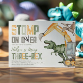 恐竜建設3歳誕生日パーティー招待状 招待状