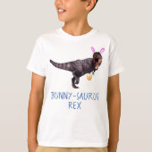 恐竜復活祭バニーTレックスティラノサウルスおもしろい Tシャツ (正面)
