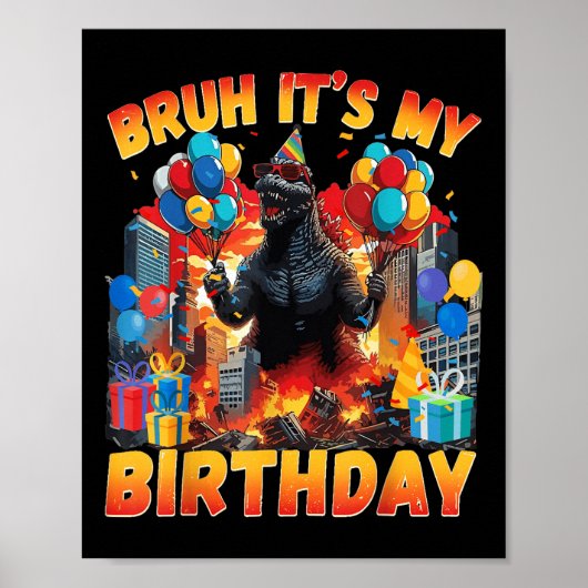 恐竜怪獣 誕生日パーティー おめでとう ポスター (正面)