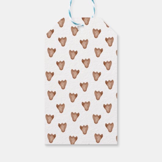 恐竜感謝していの赤ちゃんシャワーで足を踏み鳴らす ギフトタグ (裏面)